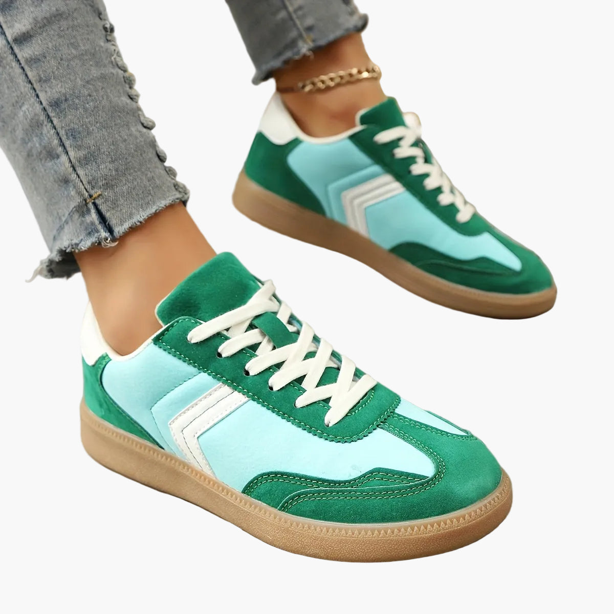 Dam Sneakers Retro Stil Färgblock Vardagsskor