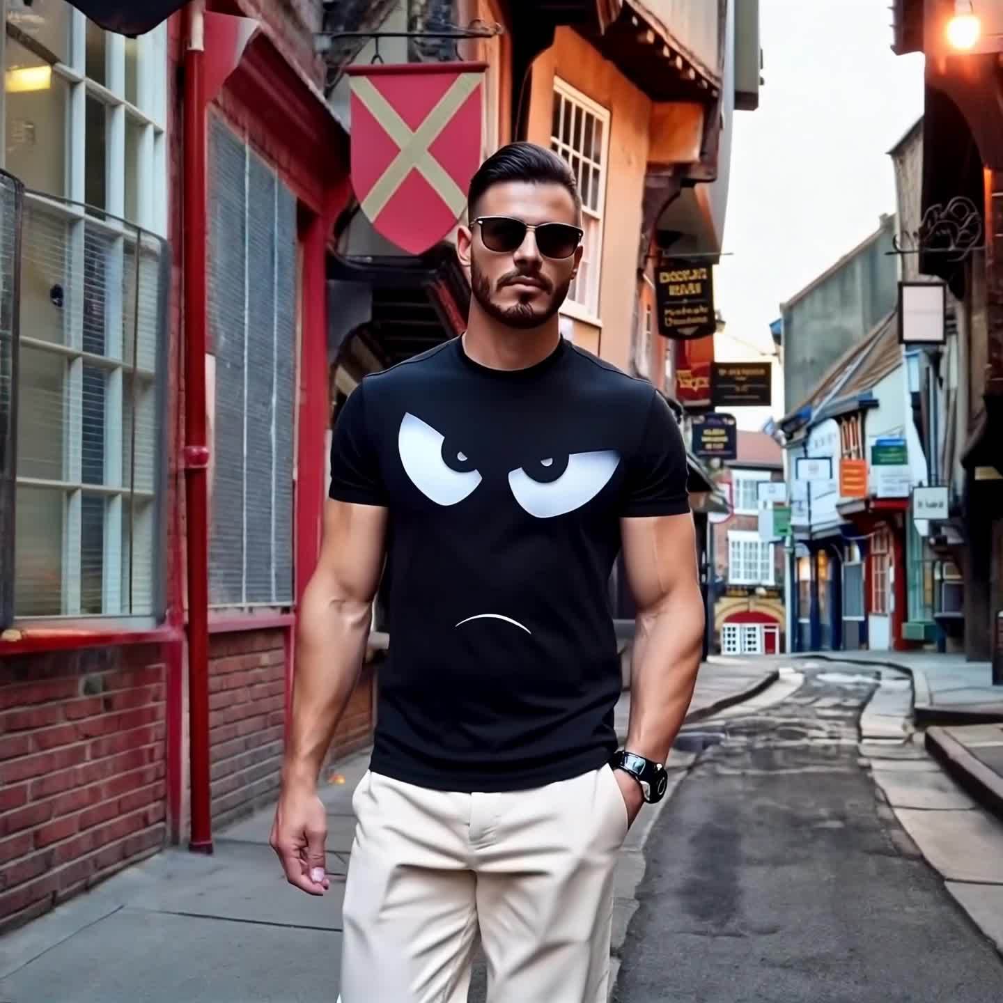 Herr T-shirt med Tryck – Rolig Stil, Avslappnad Passform, Perfekt för Vardag och Fritid