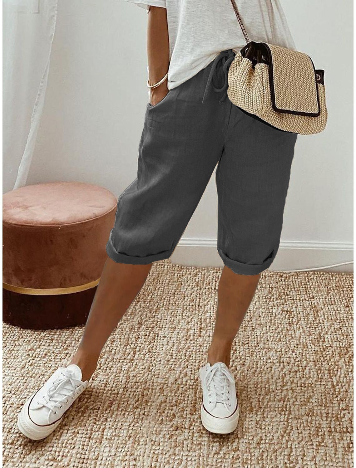 Damens Avslappnade Sommarshorts med Elastisk Midja – Perfekta för Vardag och Semester