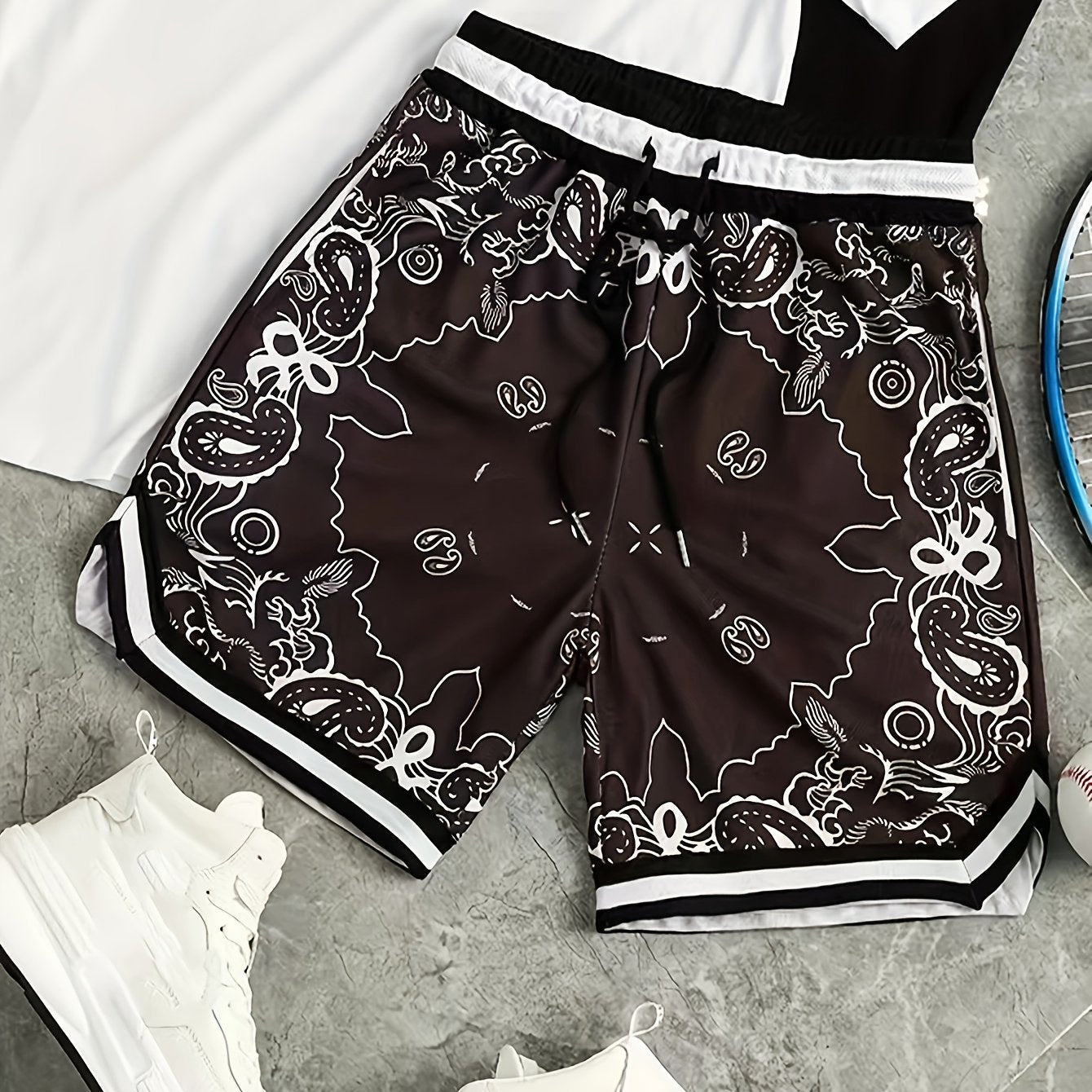 Herr Basketballshorts Streetwear Paisleymönster Sport och Fritid