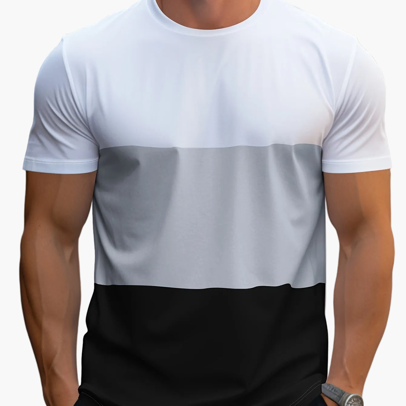 Herr T-shirt med färgblock – Modern och avslappnad stil för vardagsbruk