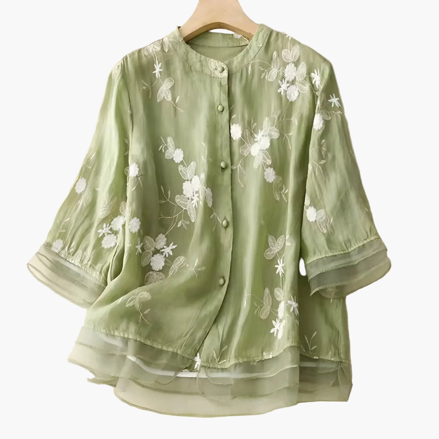 Damblus med broderade blommor och avslappnad passform – Elegant vardagsstil