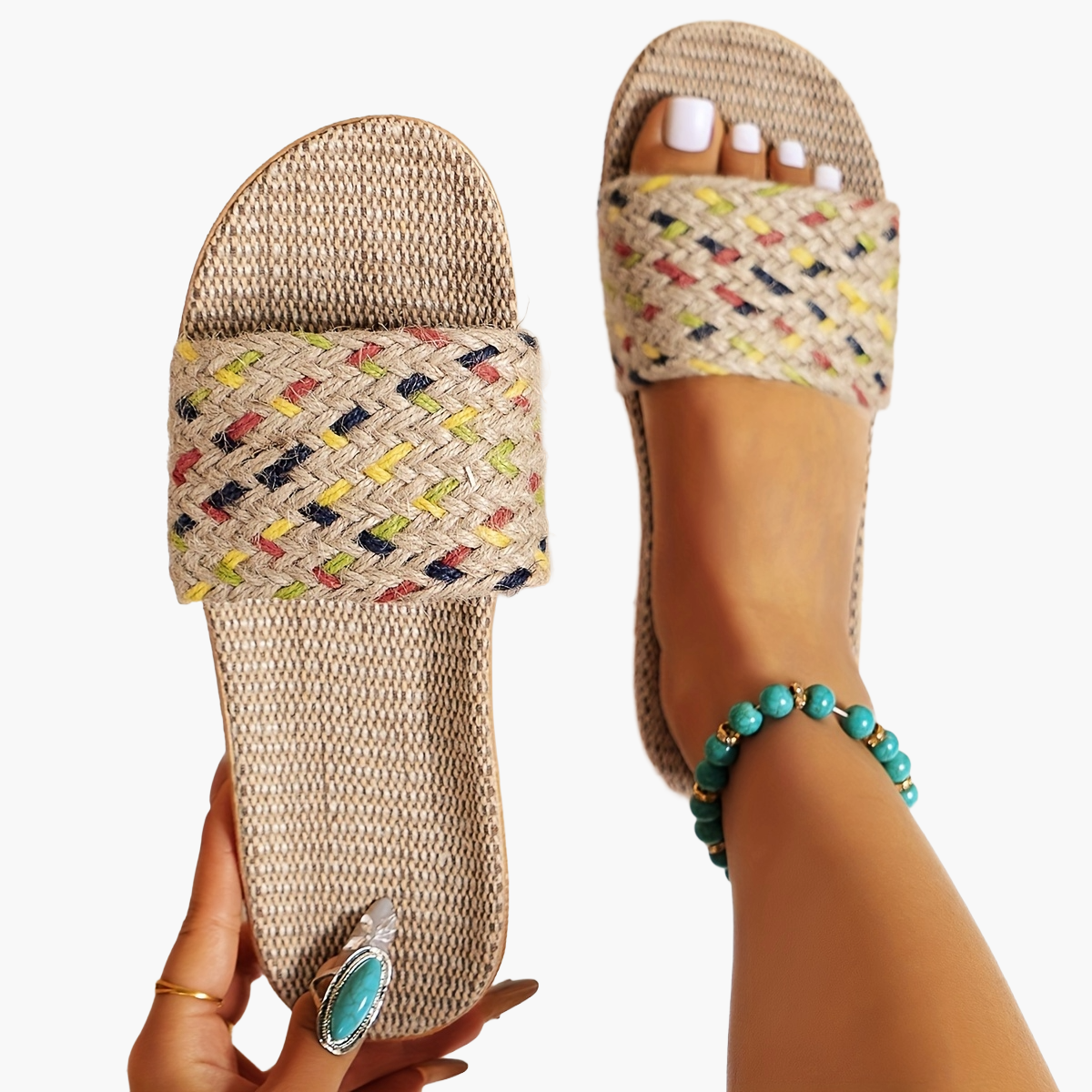 Dam Sandaler Slip-in Platta Häl Somriga Casual Tofflor