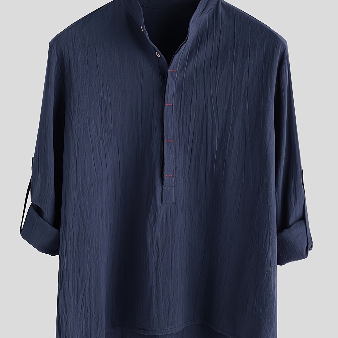 Herr Skjorta Henley Långärmad Avslappnad Modern Stil