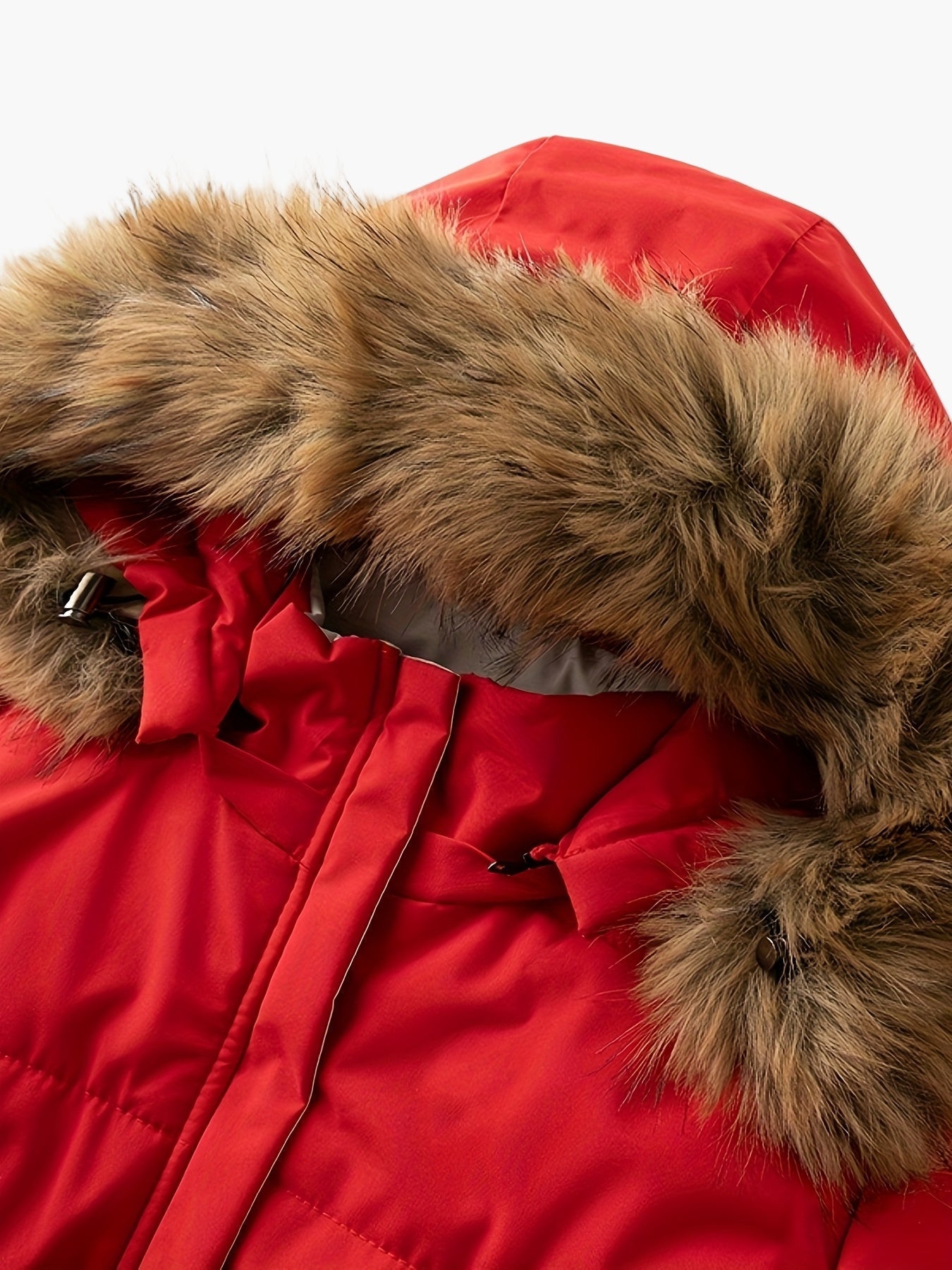 Dam Parkas Vinterjacka med Fuskpäls – Elegant och Varm för Kallt Väder
