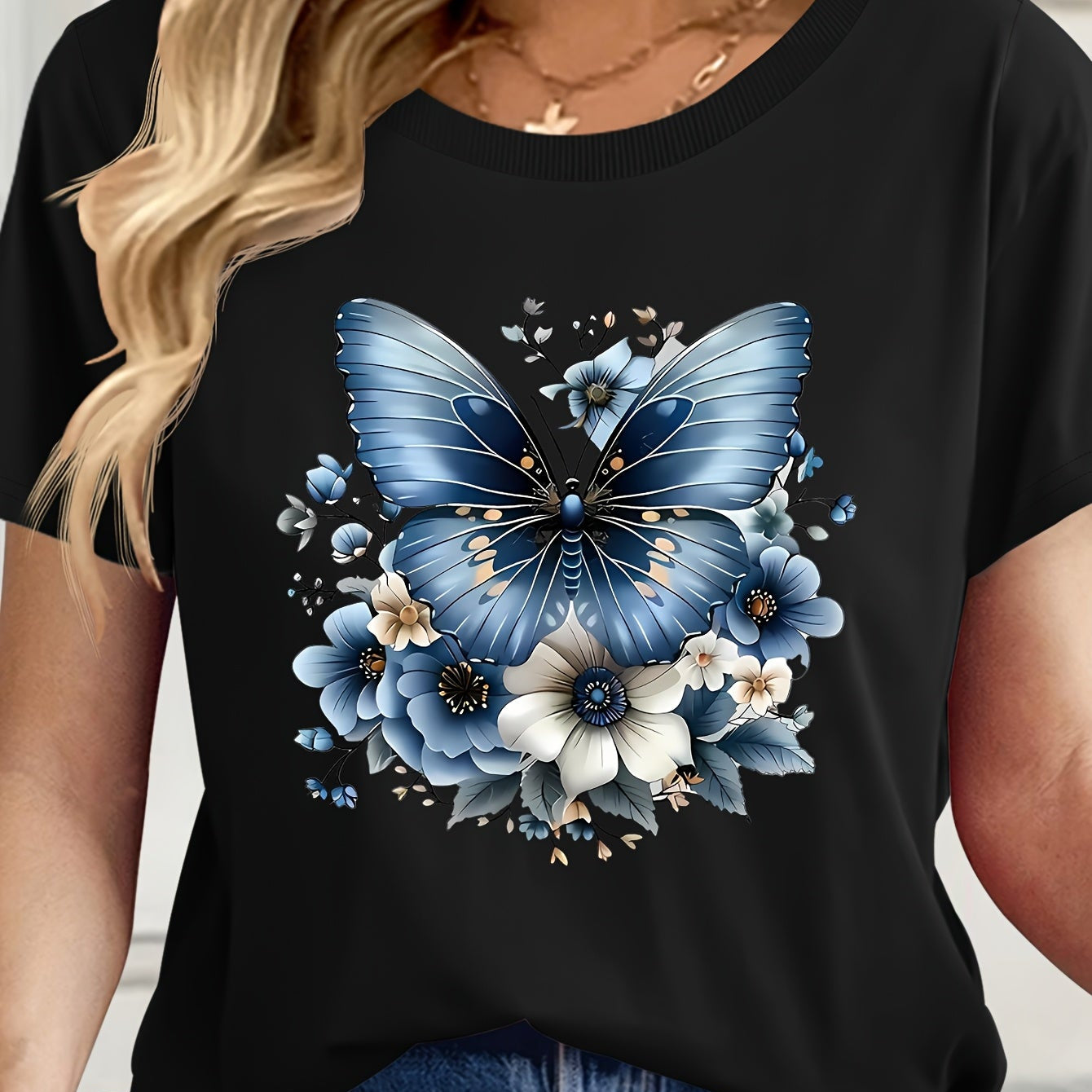 Dam T-shirt Kortärmad Avslappnad Vardagsstil