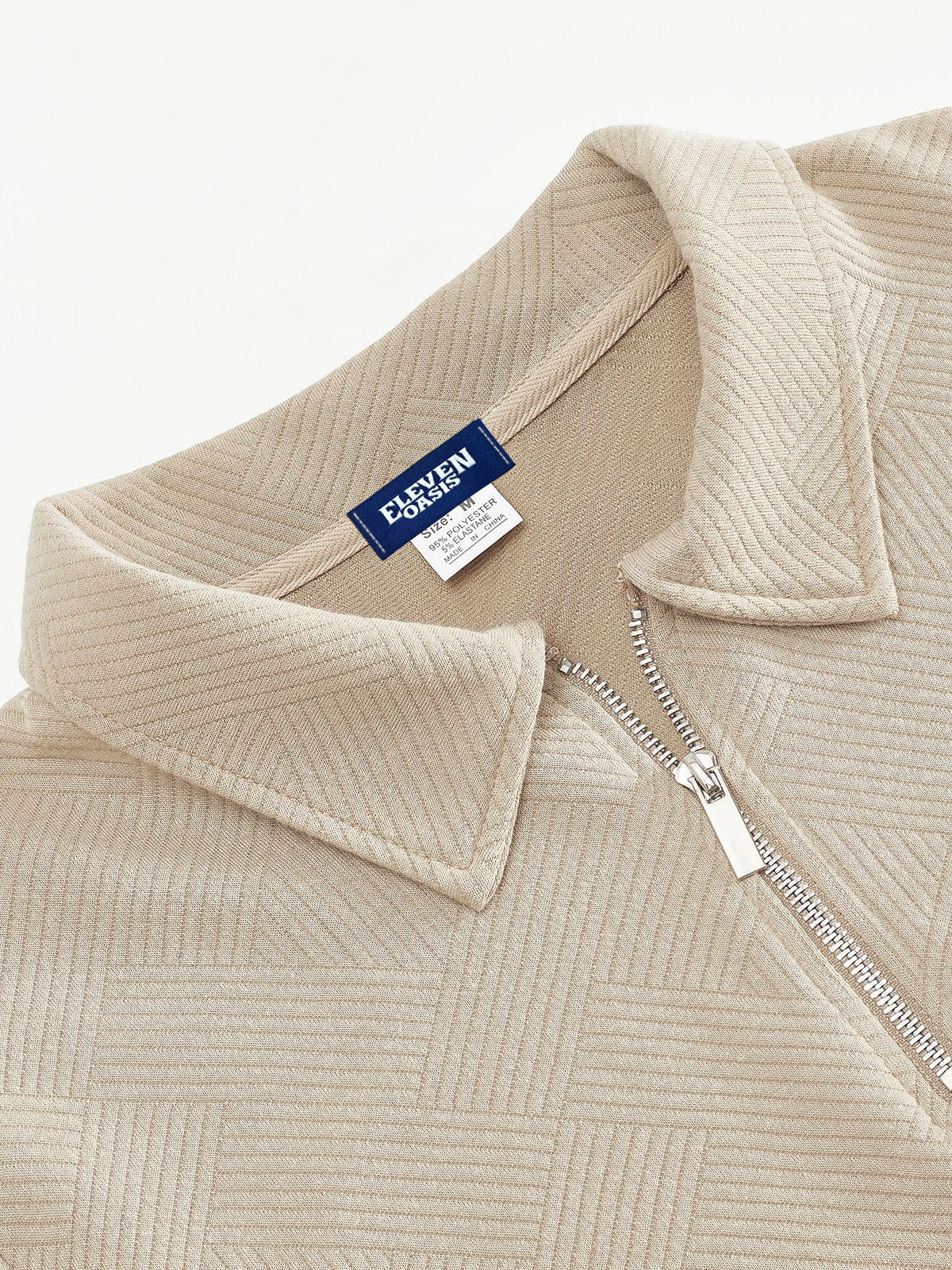Herr – Pullover med halvdragkedja och diskret mönster – Smart casual tröja för vardag och kontor