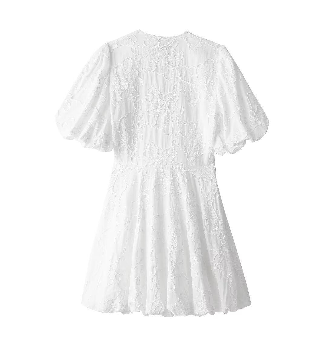 Lily – Vårmode Casual Enkel Broderad Fluffig Klänning