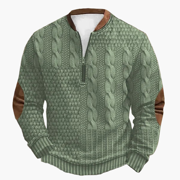 Herrtröja med halv dragkedja – Stickad look, vardagsstil, modern design