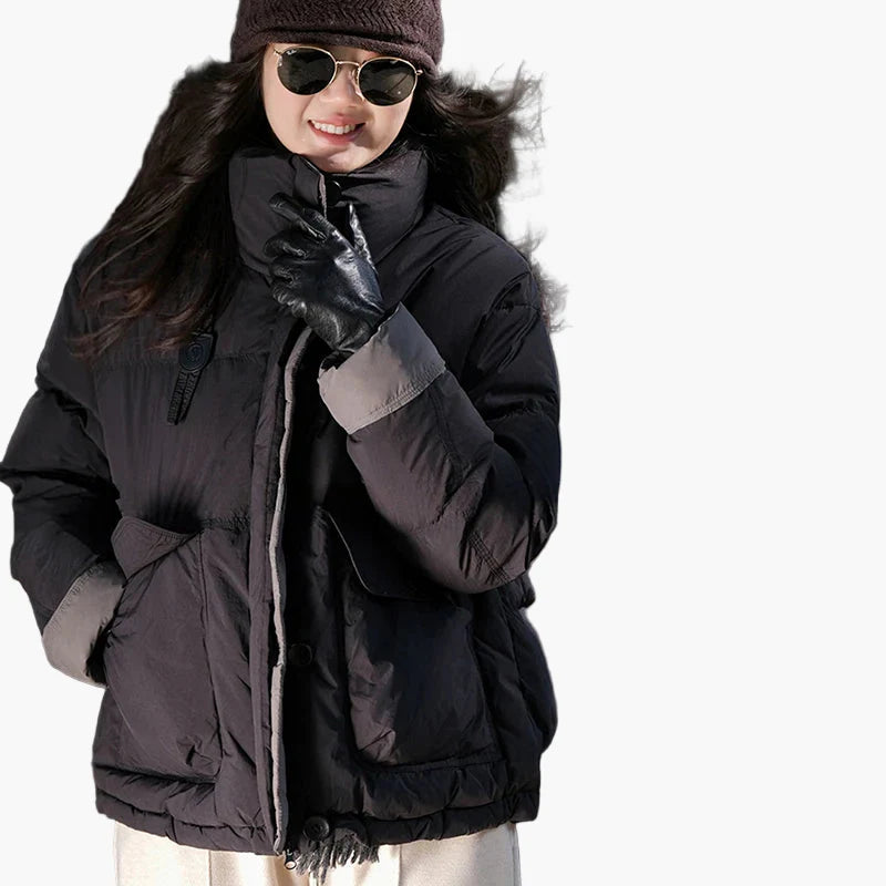 Dam Vinterjacka Kort Puffer Varm Stad & Fritidsstil