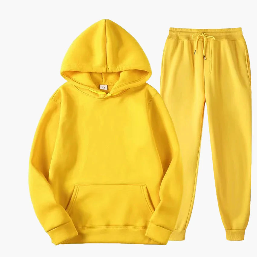 Damers avslappnat hoodie- och mjukisbyxset för vardag och fritid