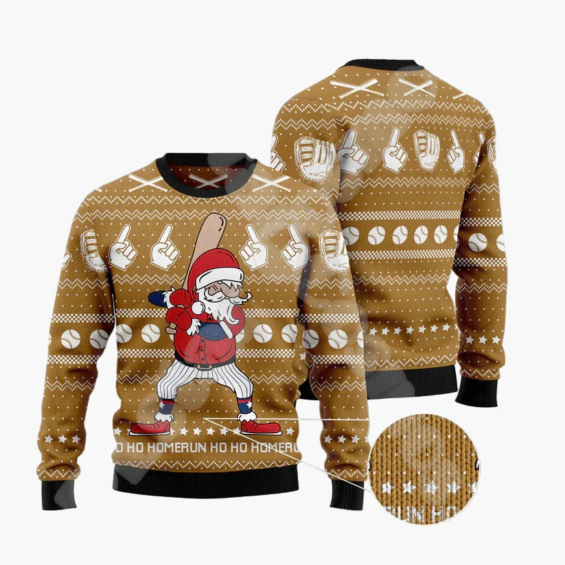 Herr Jultröja Rolig Ugly Christmas Sweater med Sittande Tomte på Skorsten – Perfekt för Julfester