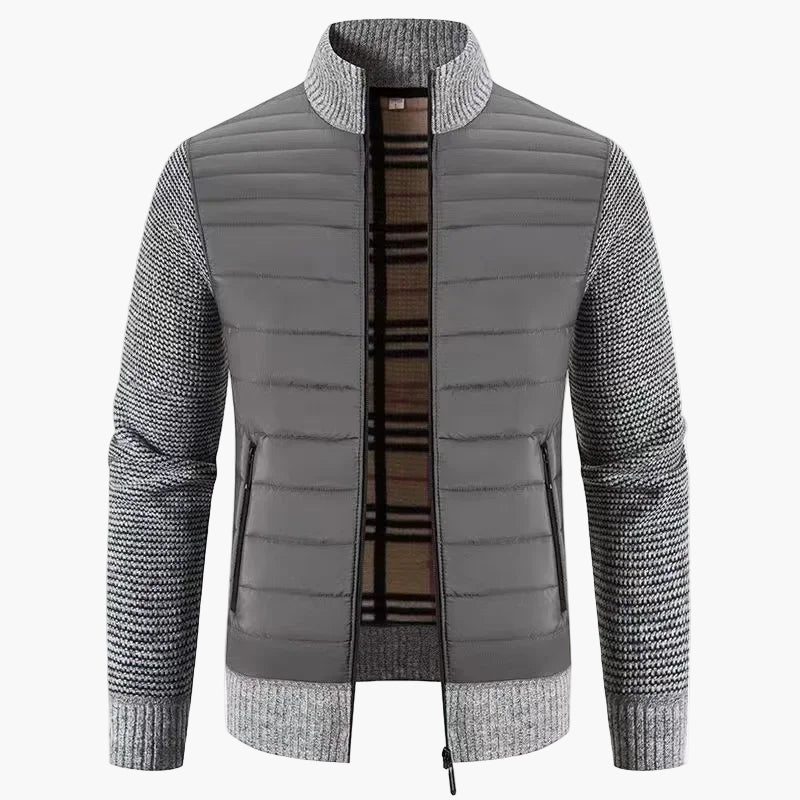 Herrjacka i koreansk stil – Slim Fit, stickad design, perfekt för vardag och höst/vinter