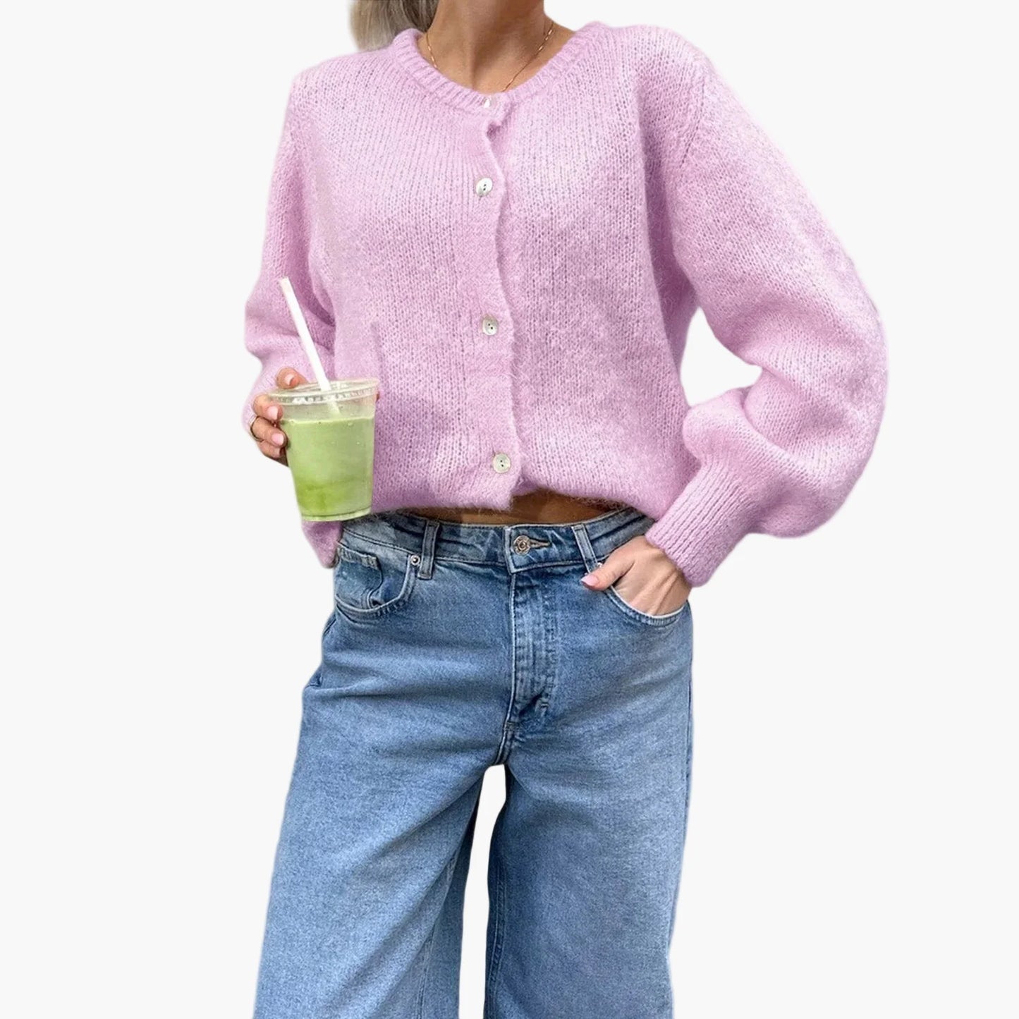 Damstickad cardigan i avslappnad stil – perfekt för vardagsbruk eller kontoret