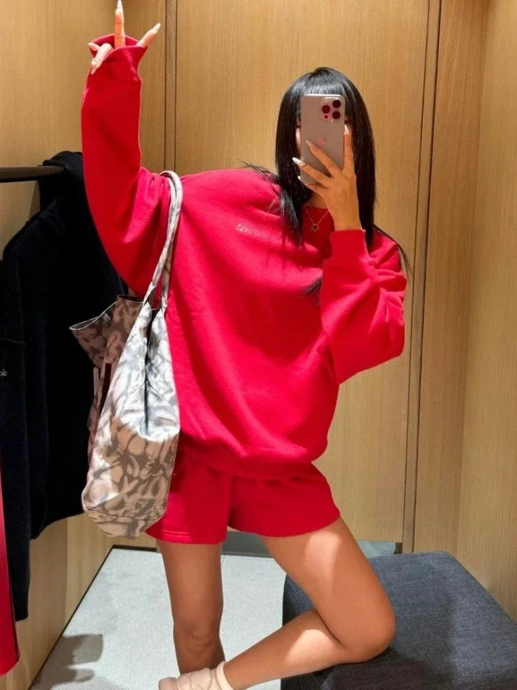 Dam Oversized Sweatshirt Trendig Vardagsstil och Träning