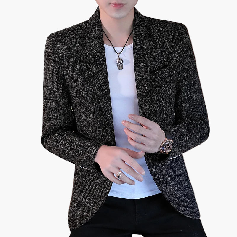 Herr Elegant Rutiga Kavaj – Moderiktig Blazer för Fest och Vardag