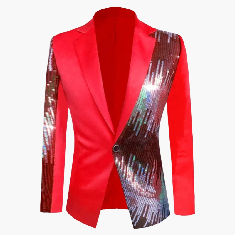 Herrkavaj Fest Blazer med Paljettdetaljer och Unik Design – Perfekt för Kvällsbruk och Evenemang