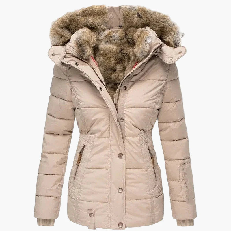 Dam Parkasjacka Med Fuskpäls Och Slim Fit För Vinterbruk