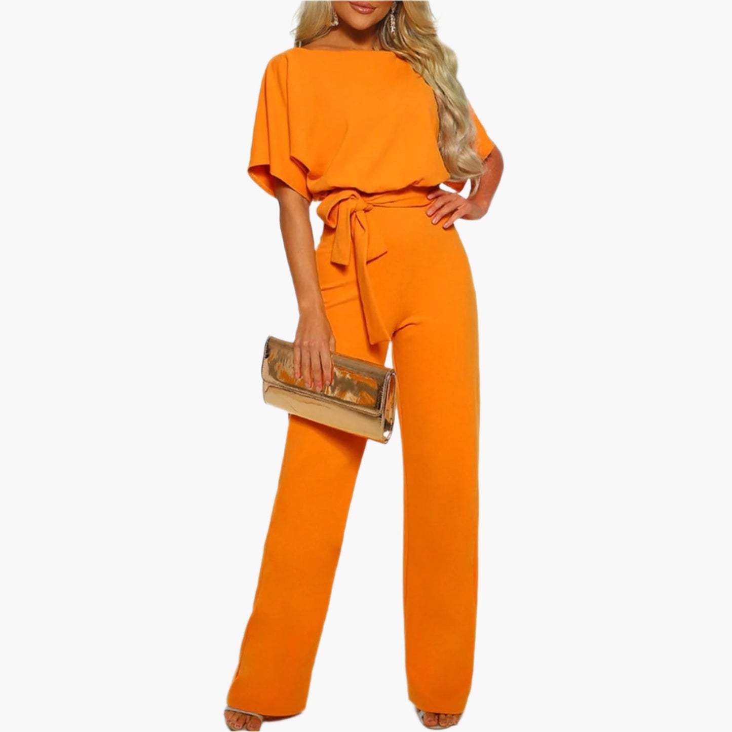 Dam Jumpsuit Elegant Bred Ben Ärm Detalj Fest och Middag