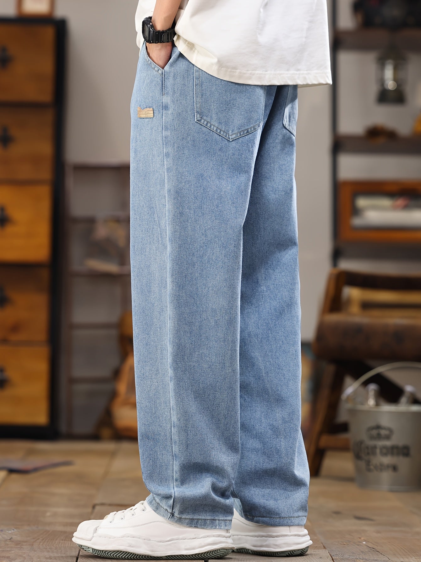 Herr Jeans Jogger Byxa Avslappnad Stil för Vardagsbruk