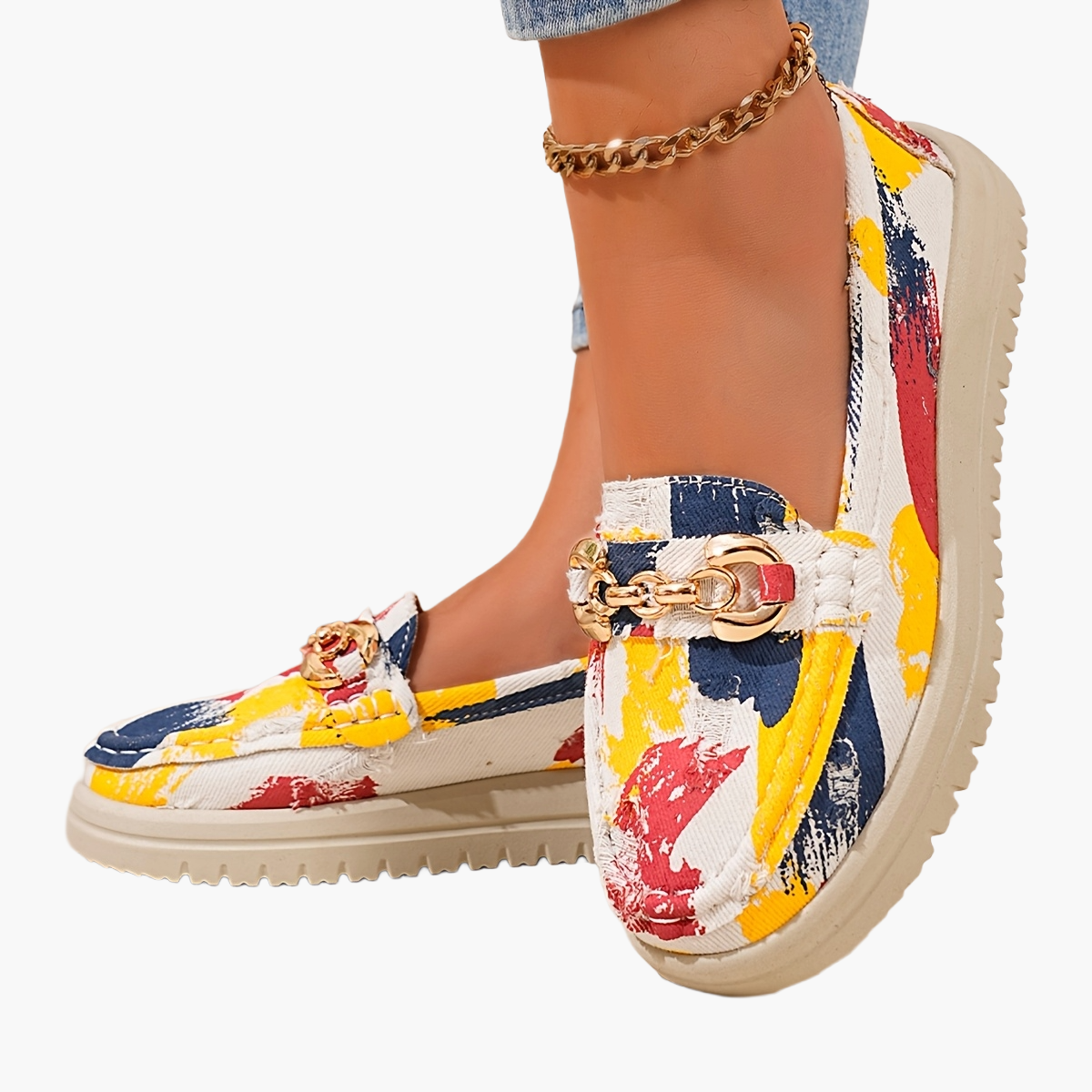 Damloafers med kedjedekor – Modern Slip-on för Vardagsbruk och Mode