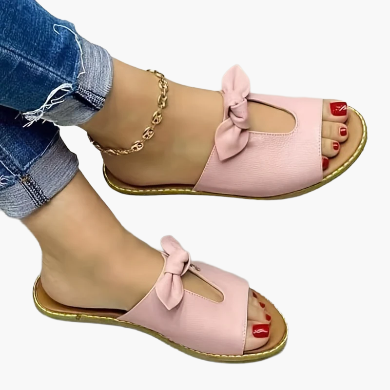 Damtofflor med rosett och öppen tå – Elegant sommarsandal för vardag och fritid