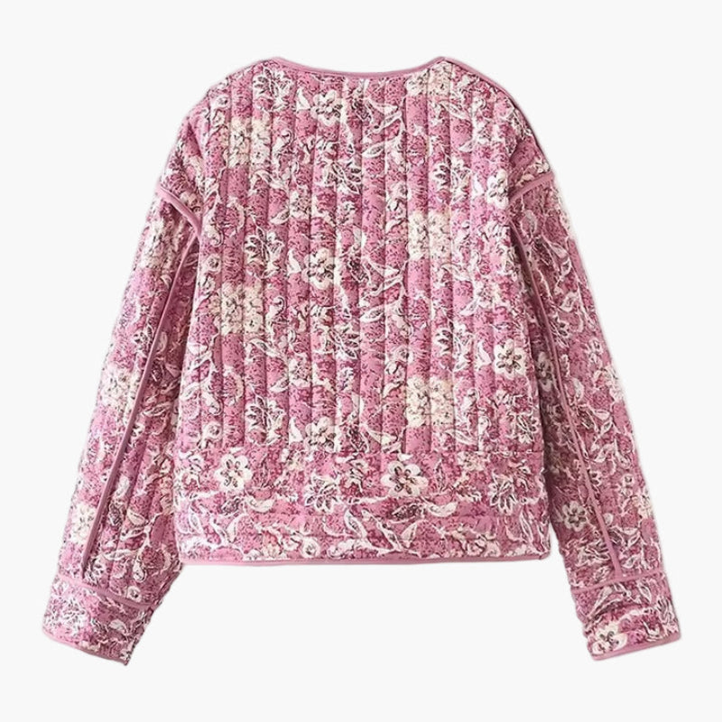 Dam Quiltad Lättviktsjacka med Blommigt Mönster – Elegant Vardagsstil