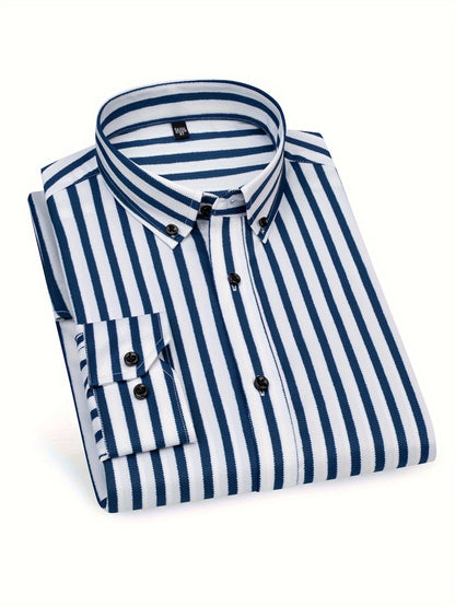 Herrskjorta Slim Fit Randig Stil för Vardagsbruk och Utekvällar