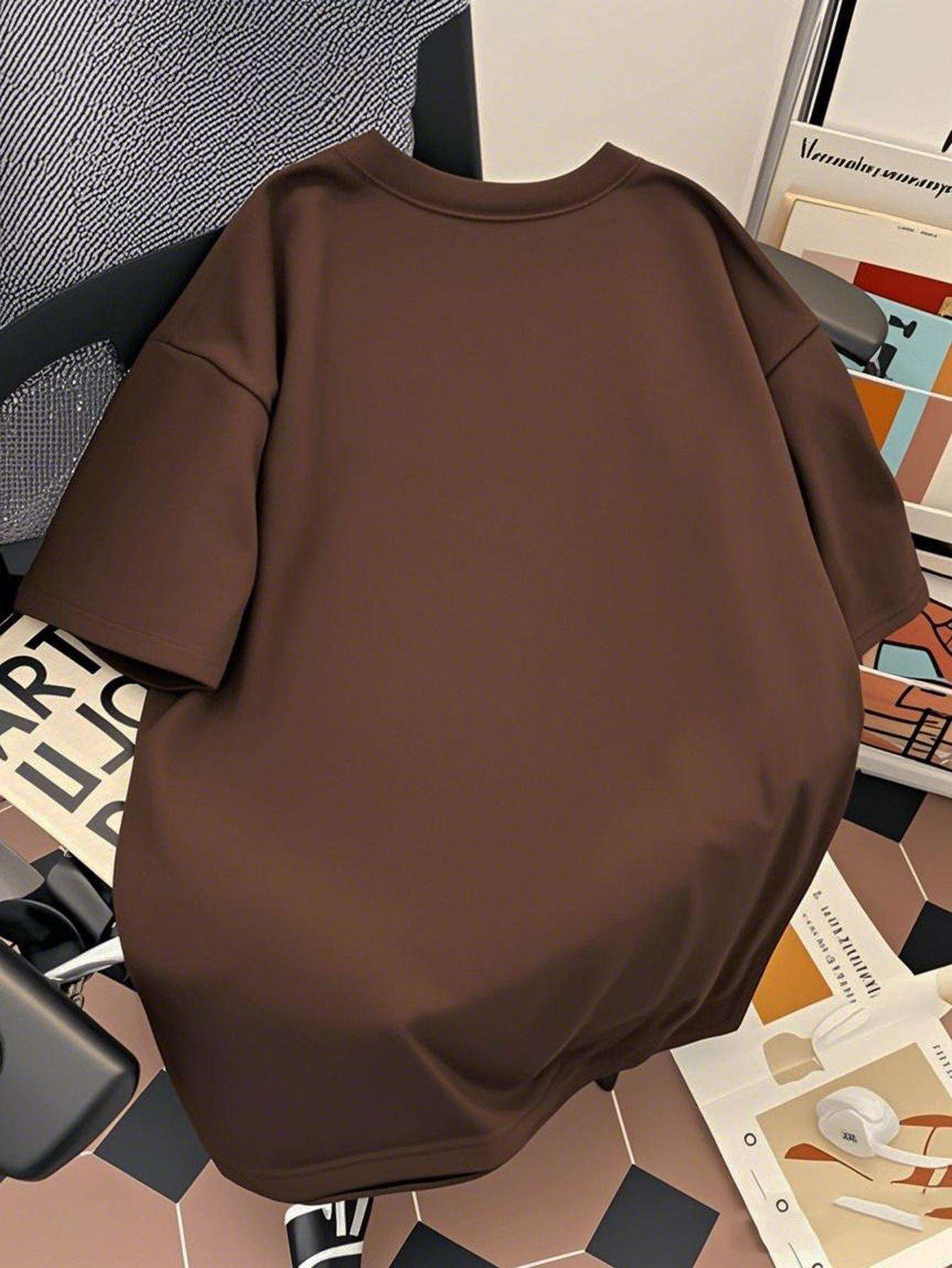Herr T-shirt Streetwear med Tryck – Trendig Björn Urban Stil Kortärmad Top