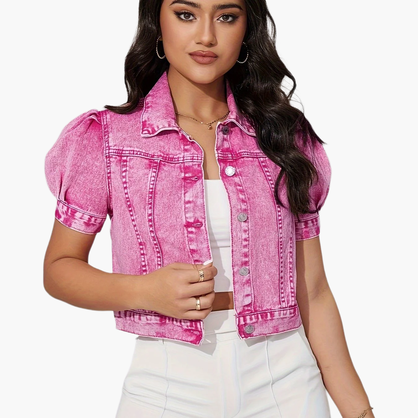 Dam Kort Jeansjacka Elegant Vår/Sommar Trendig Kortärmad