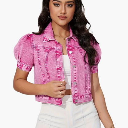 Dam Kort Jeansjacka Elegant Vår/Sommar Trendig Kortärmad