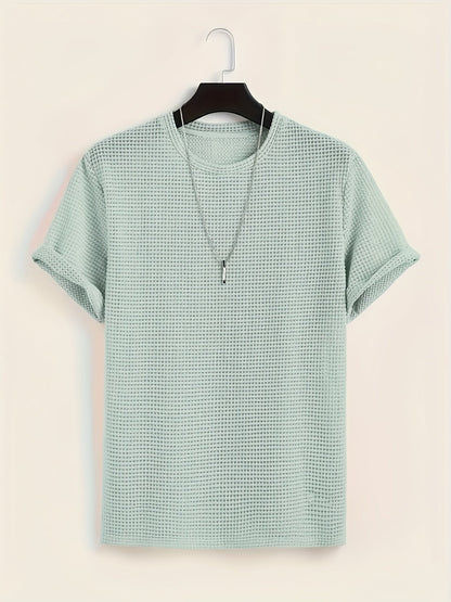 Herr T-shirt med modern nätstruktur och avslappnad passform – Perfekt för vardag och semester