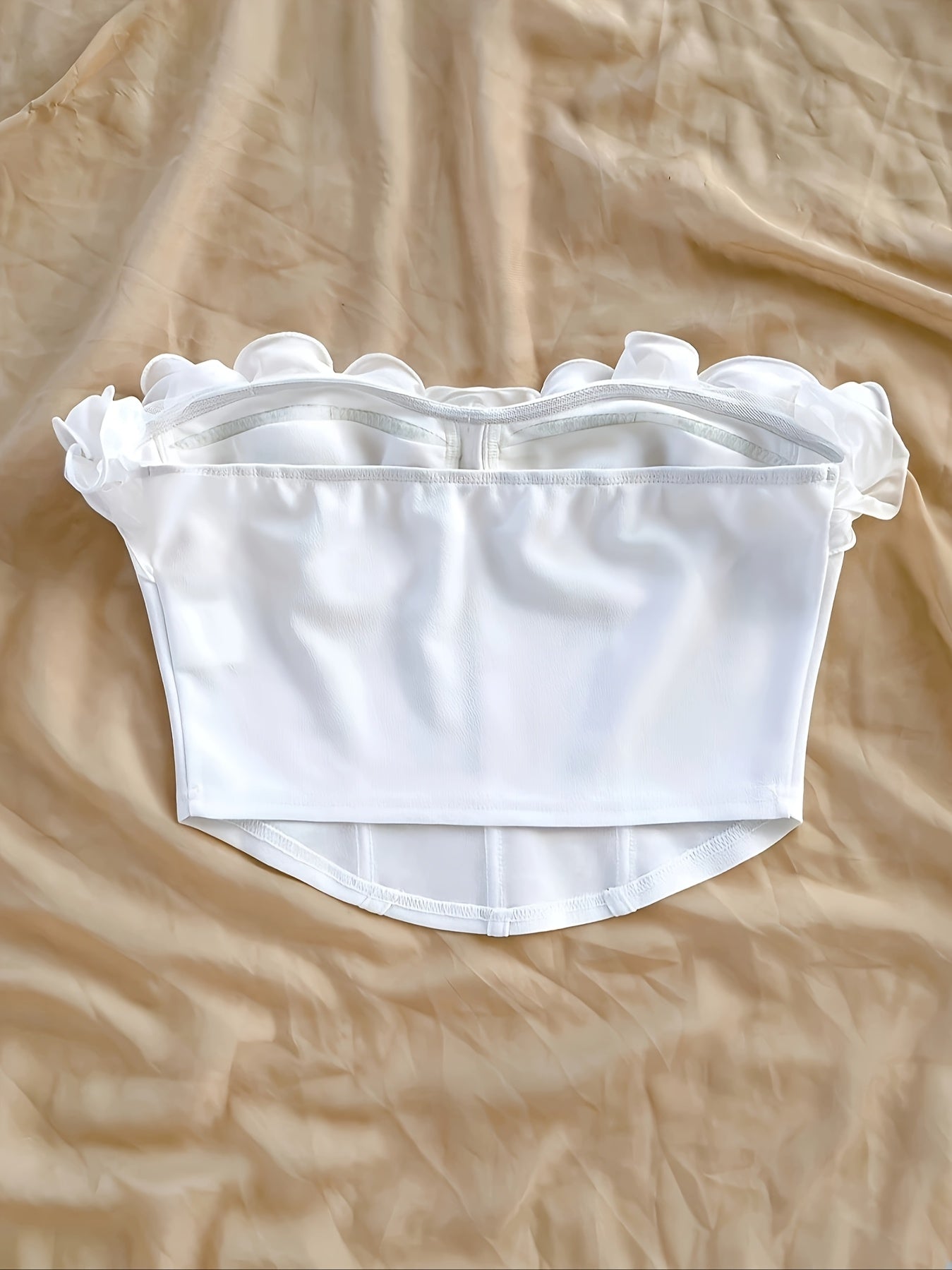 Dam Bustier Top Elegant Festtop med Volangdetaljer Off-Shoulder