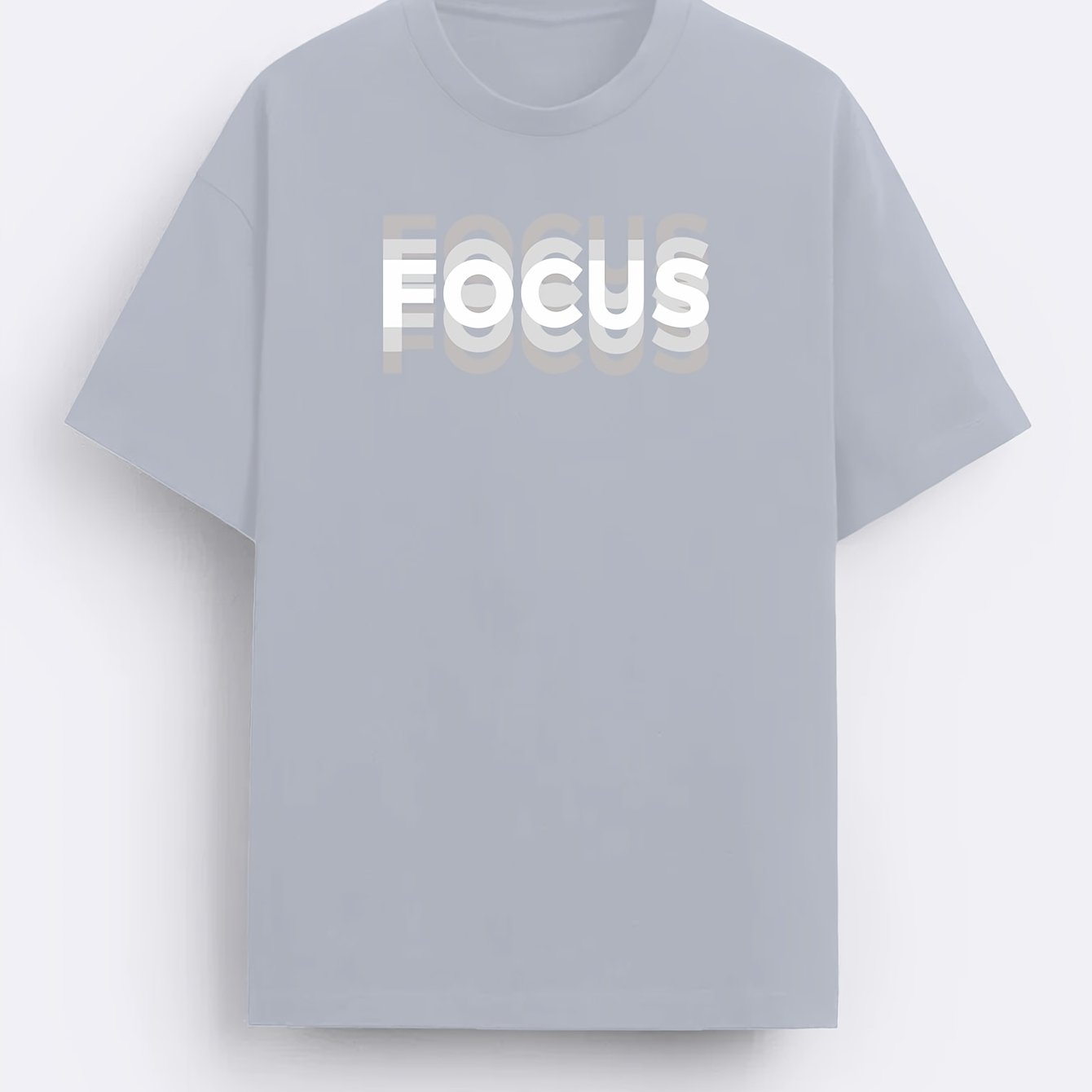 Herr T-shirt med modern textdesign och motiverande budskap – FOCUS, avslappnad stil för vardagsbruk