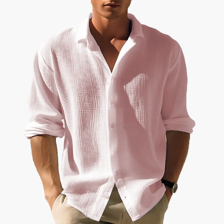 Herr Skjorta – Avslappnad Button-Down, Sommarstil, Perfekt för Fritid & Semester