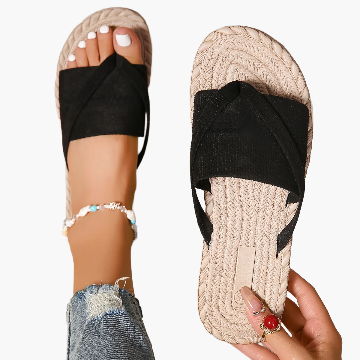 Dam Sandaler Slip-in Sommar Preppy Stil Fritidsskor