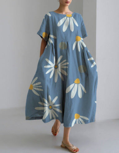 Damklänning med lös passform och färgstarkt blommönster – Modern vardagsstil