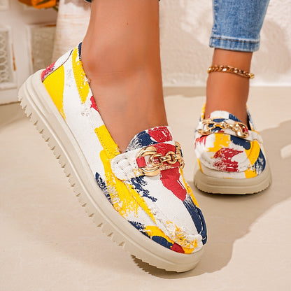 Damloafers med kedjedekor – Modern Slip-on för Vardagsbruk och Mode
