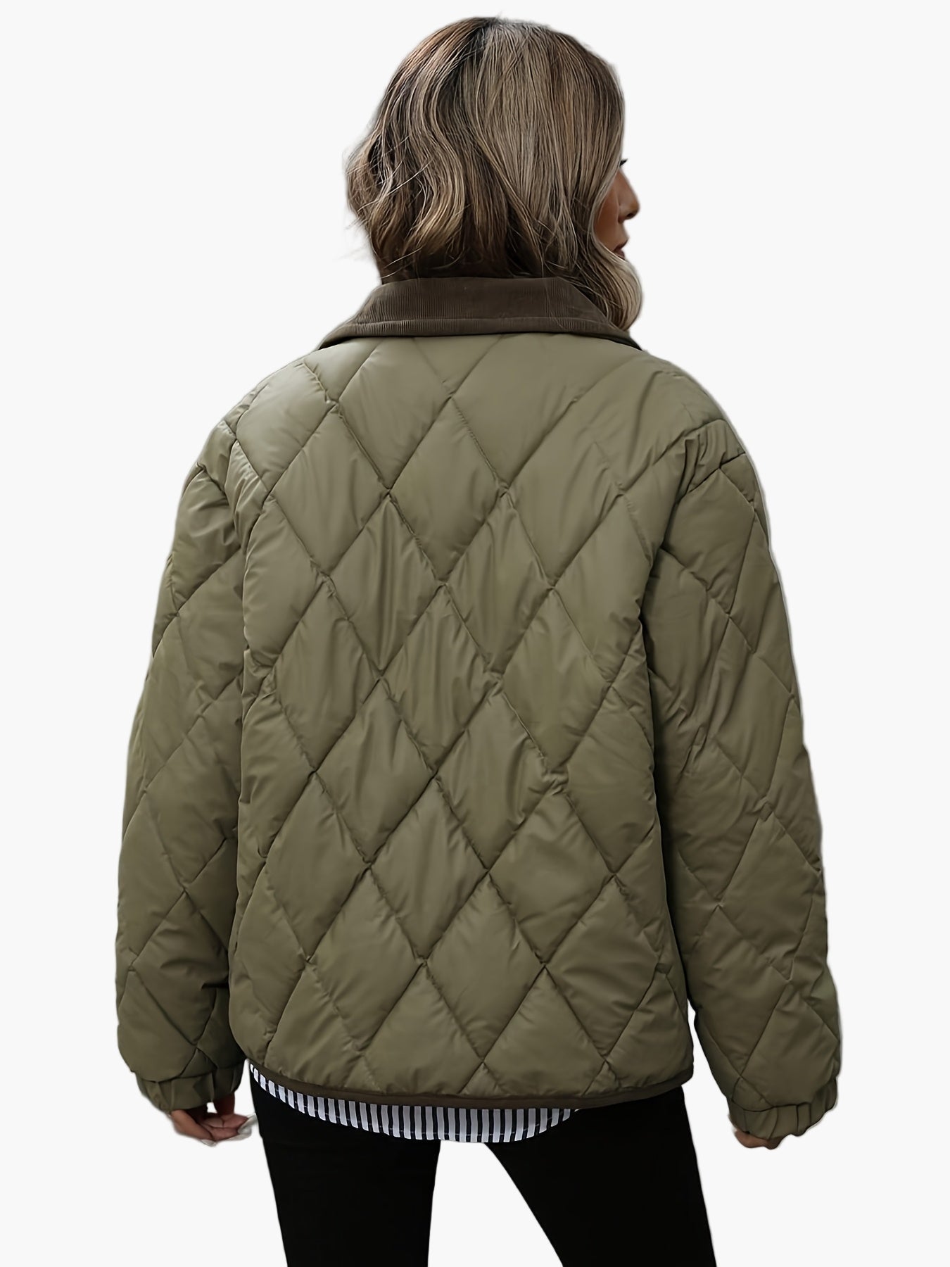 Dam Quilted Vintage Jacka för Vardagsbruk och Höstmode