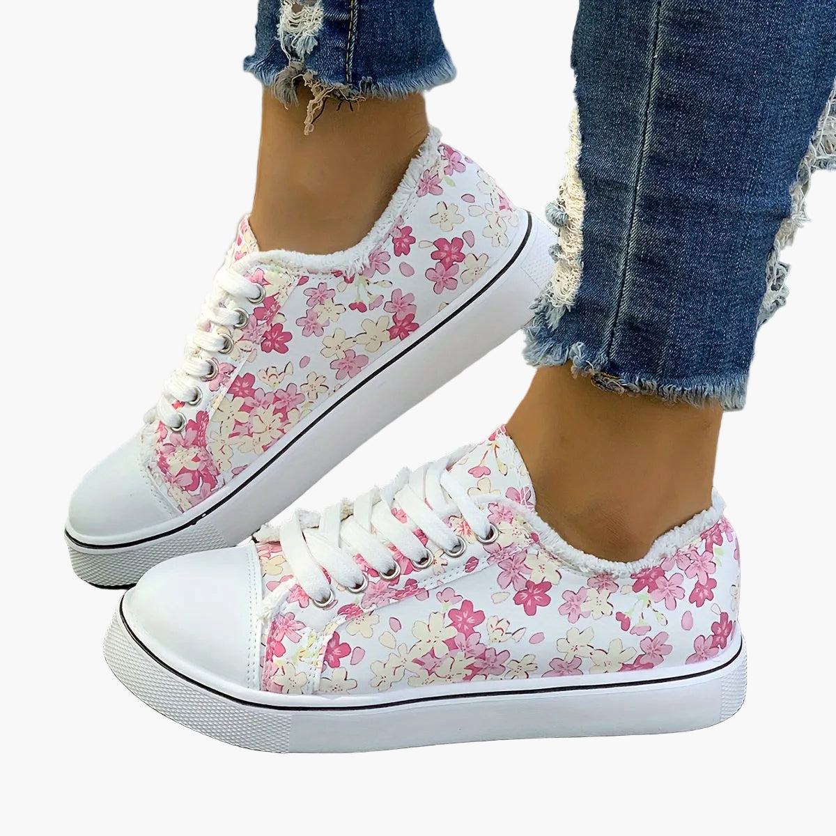 Dam Sneakers Blommiga Vardagsskor Trendig Fritidssko