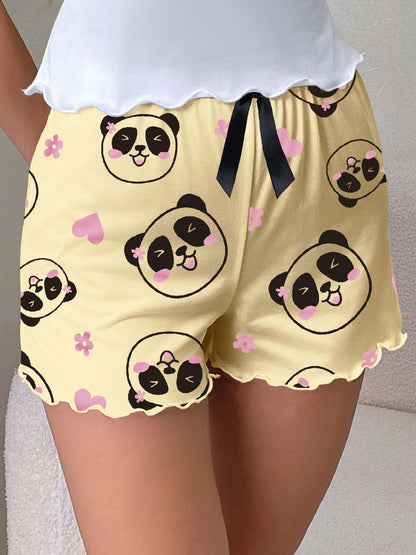 Dam Shorts med Panda-motiv – Söt och Lekfull Pyjamas för Vuxna – Perfekt för Vår och Sommar