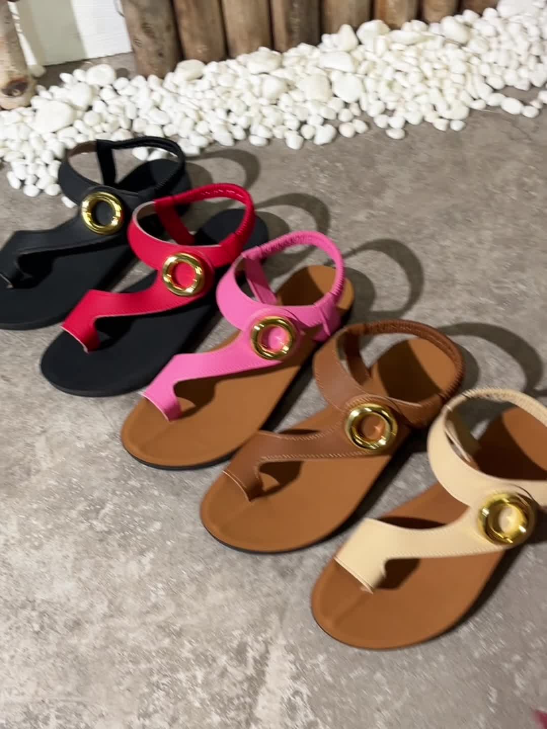 Dam Sandaler med Gulddetalj – Casual Sommar Slip-in Sandal för Kvinnor