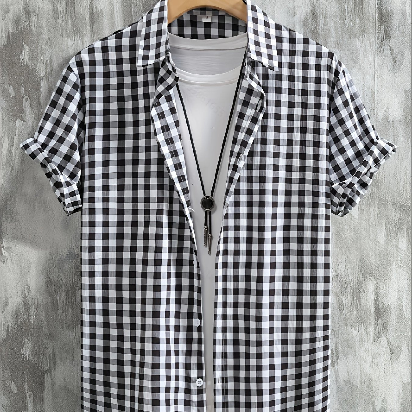 Herr Skjorta Kortärmad Rutig Button-Down för Avslappnad och Modern Stil