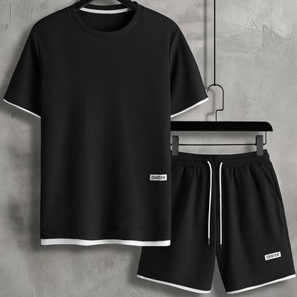 Herrarnas avslappnade set med t-shirt och shorts – perfekt för sommaren, sport och vardag