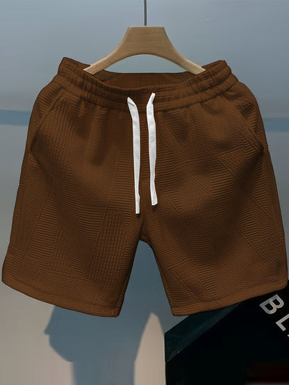 Herrshorts Avslappnad Stil Med Präglat Mönster För Fritid Och Träning