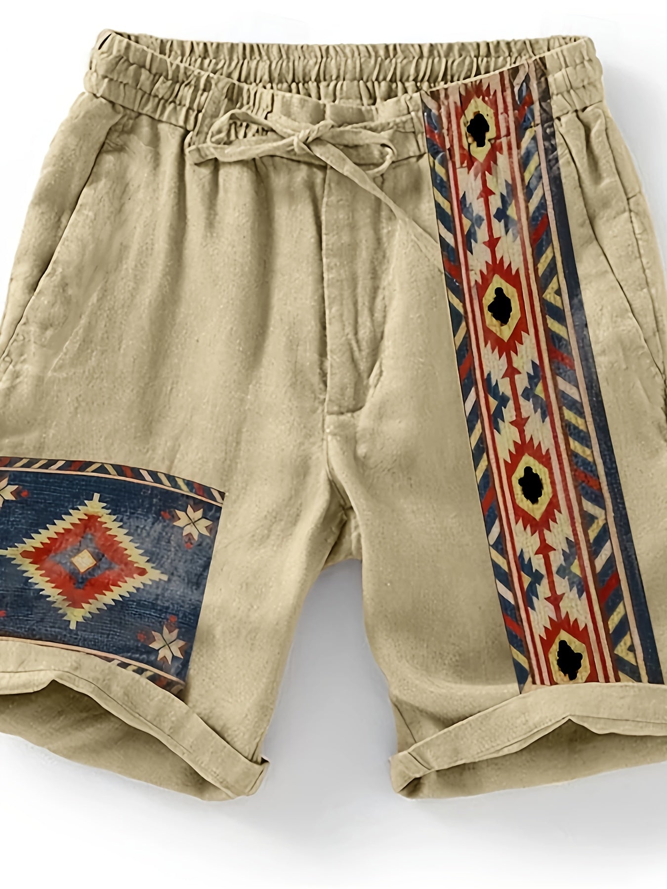 Herrshorts med etnisk och geometrisk design – Trendiga avslappnade shorts för sommar och semester