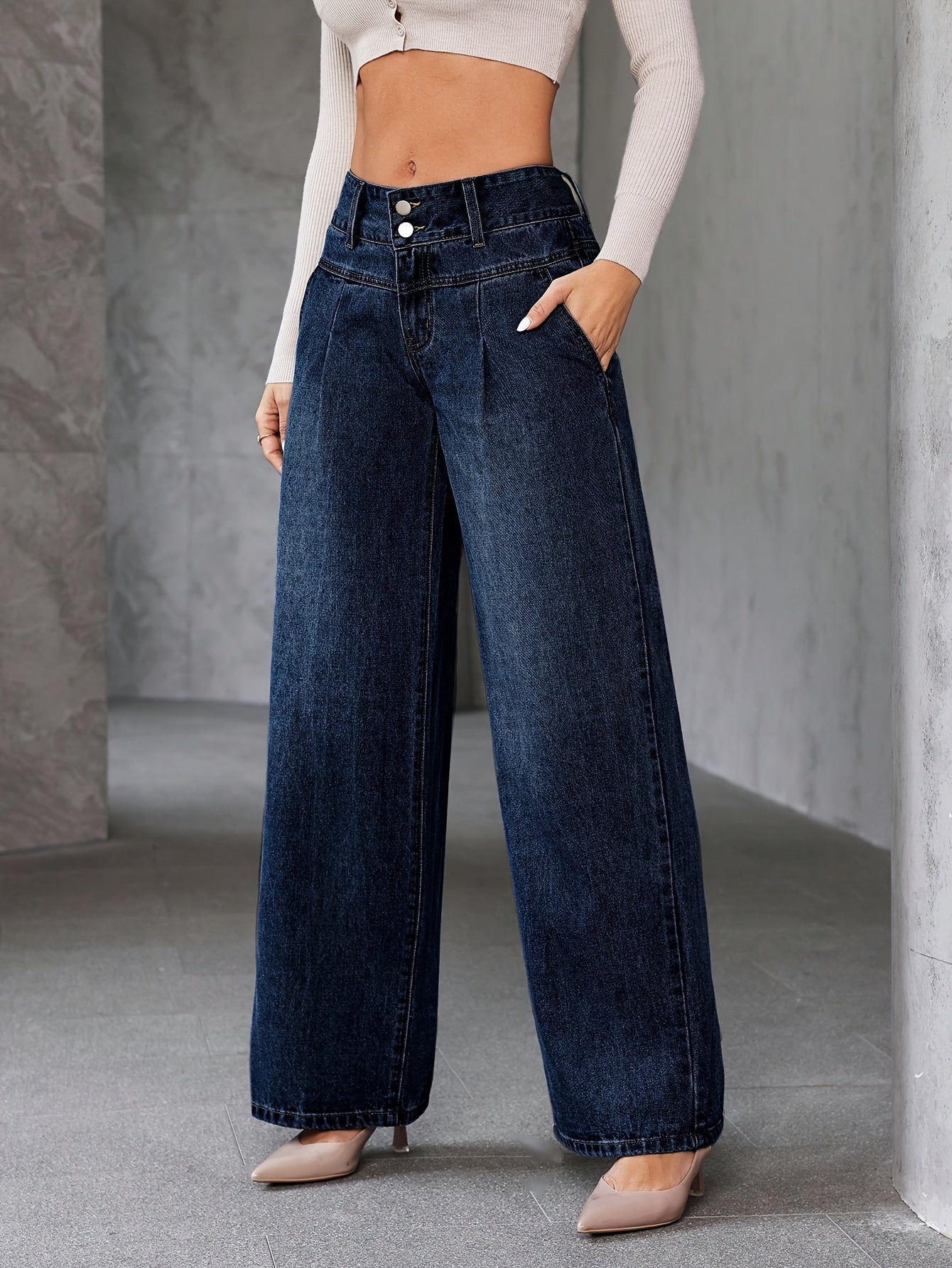 Dam Vida Byxor Hög Midja Vida Ben Casual Stil