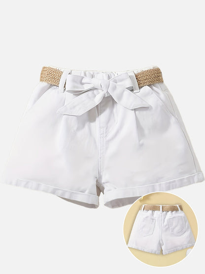 Dam Paperbag Shorts med Hög Midja och Flätat Bälte – Elegant Sommarstil