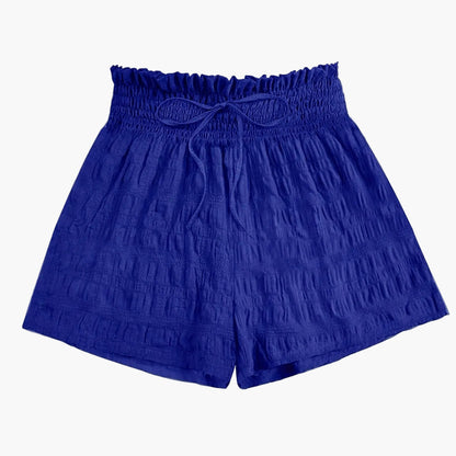 Damers avslappnade shorts med hög midja och smockad midjeresår – perfekta för sommar och vardag