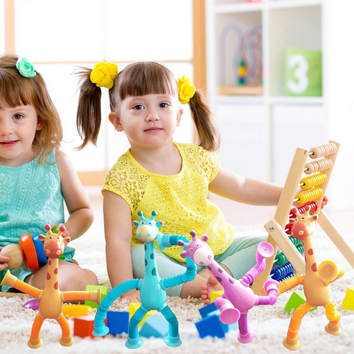 Barnleksak Giraff, Sugekopp & Teleskopisk Rör, Fidget Deformation, Pedagogisk Stressleksak